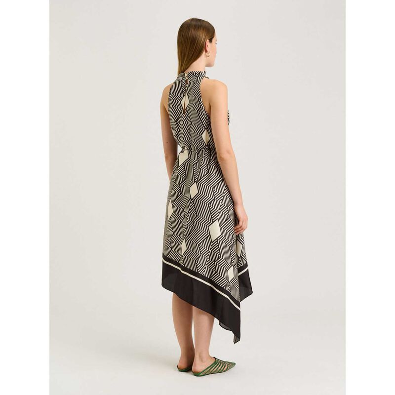 Veronika Maine Geo Tile Border Asymmetric Dress image number 1